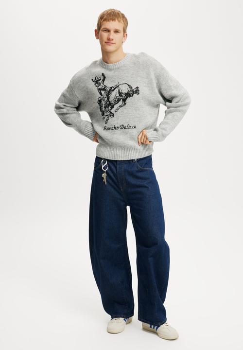 Cotton On - WESTERN CREW KNIT - GREY MARLE