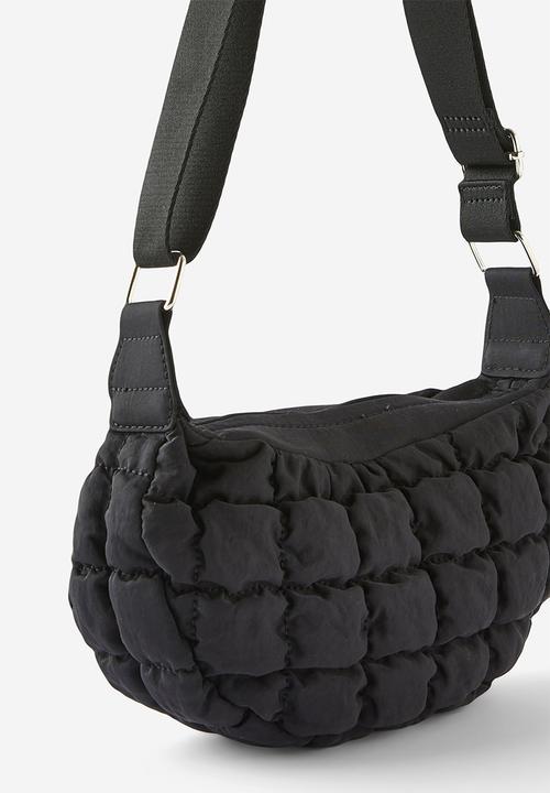 Rubi - Mini bowie crescent bag - black quilted bubble