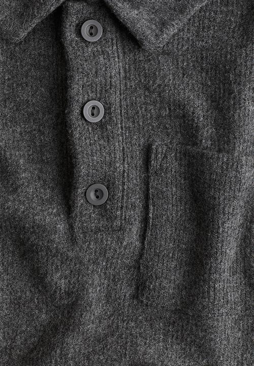 H&M - Rib-knit polo shirt - dark grey