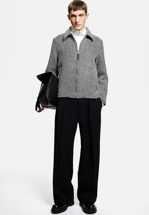H&M - Regular fit wool-blend jacket - black & white