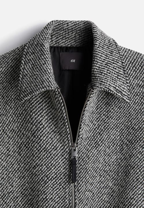 H&M - Regular fit wool-blend jacket - black & white