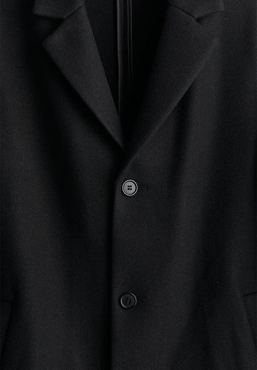H&M - Slim fit wool-blend coat - black