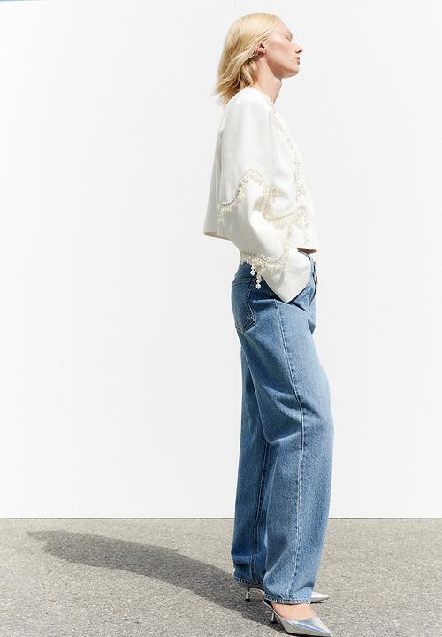 H&M - Crease-leg tapered jeans - - light denim blue 