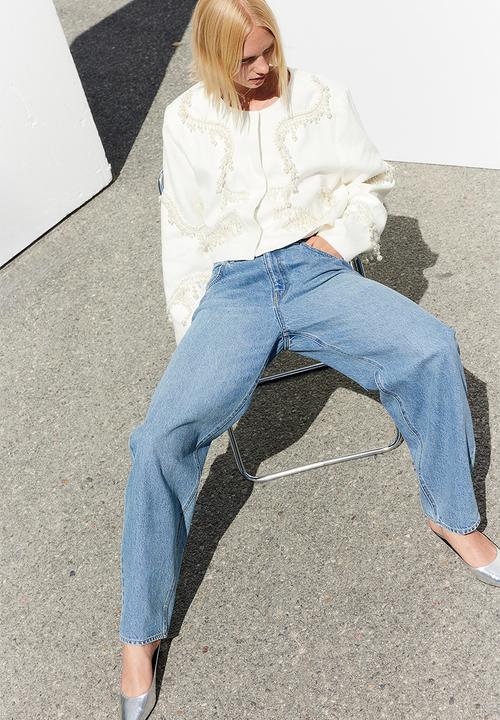 H&M - Crease-leg tapered jeans - - light denim blue 