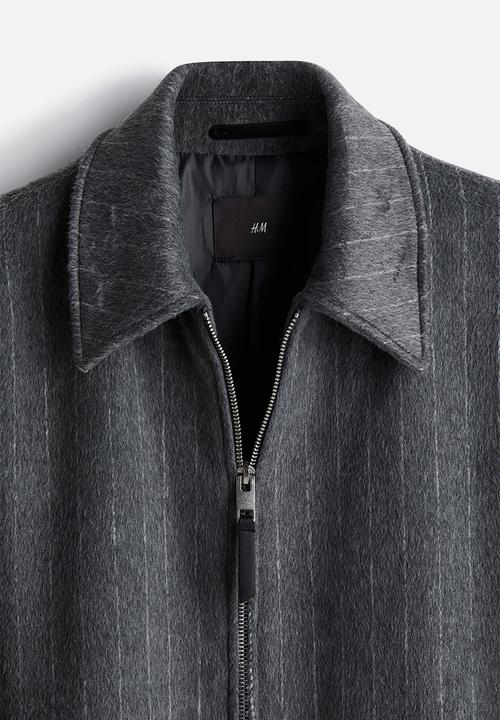 H&M - Regular fit wool-blend jacket - dark grey pinstriped 