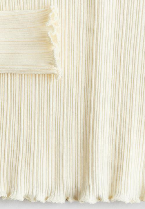 H&M - Overlock-detail ribbed top - light yellow