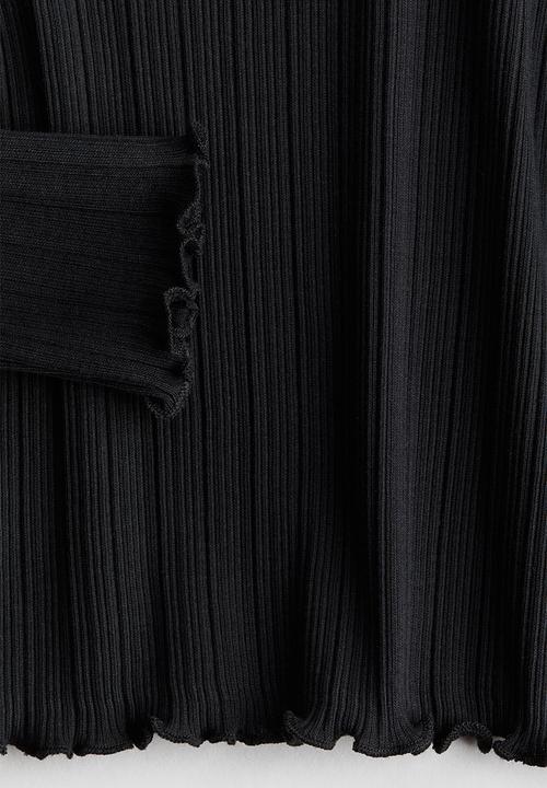 H&M - Overlock-detail ribbed top - black