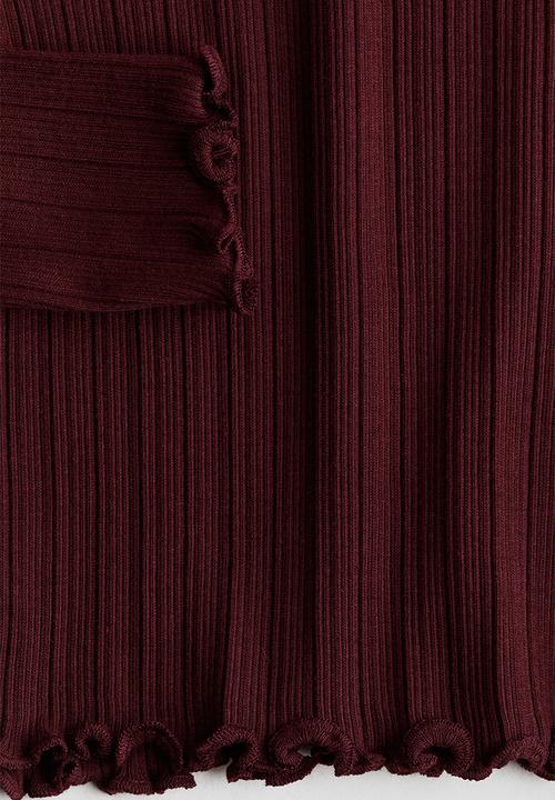 H&M - Overlock-detail ribbed top - dark red
