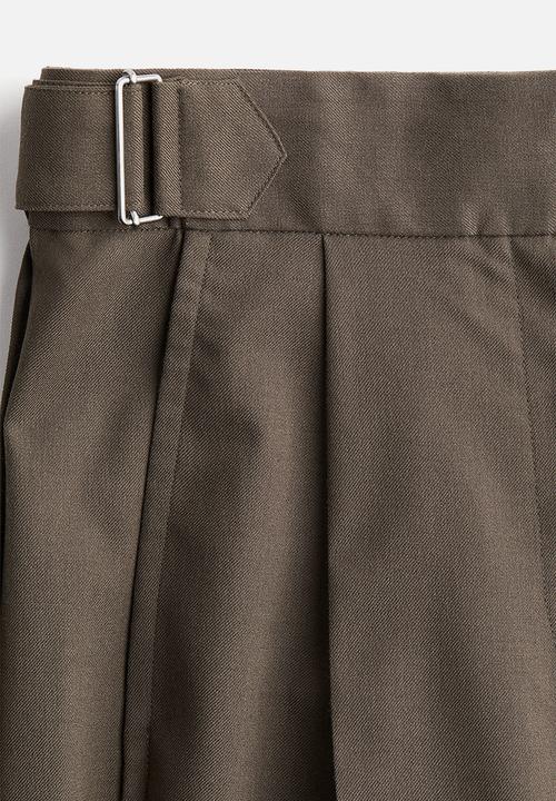 H&M - Wide twill trousers - dark khaki green