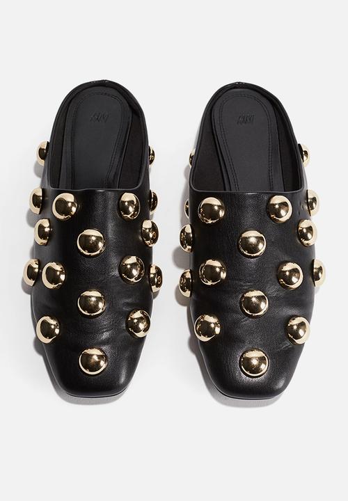 H&M - Embellished mules - black & gold coloured 