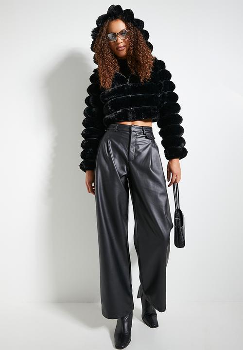 SISSY BOY - Sweet & Simple: Faux Fur Quilted Jacket With Hood - Black