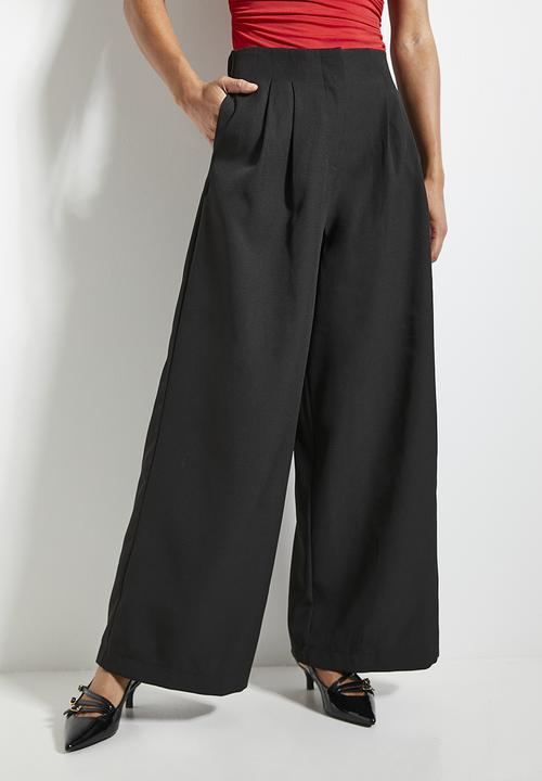 Co-ord pleated wide leg - black