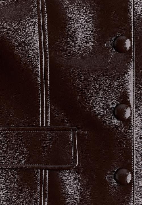 H&M - Coated button-front jacket -  burgundy 