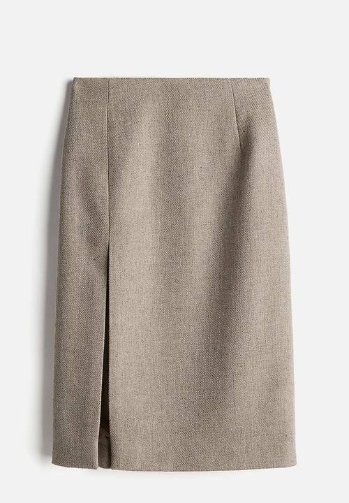 H&M - Slit-front skirt - beige