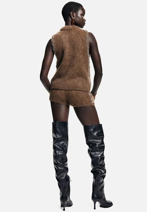 H&M - Rhinestone-embellished top - brown