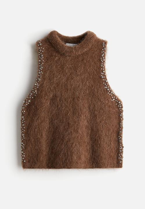 H&M - Rhinestone-embellished top - brown