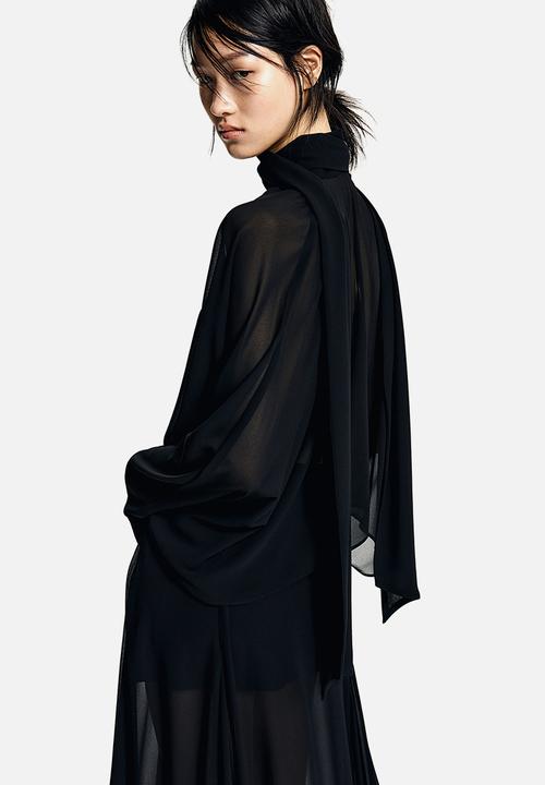 H&M - Tie-neck chiffon blouse - black