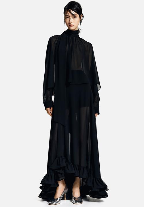 H&M - Tie-neck chiffon blouse - black