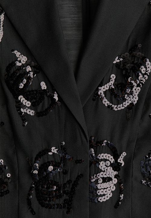 H&M - Sequined organza shirt - black