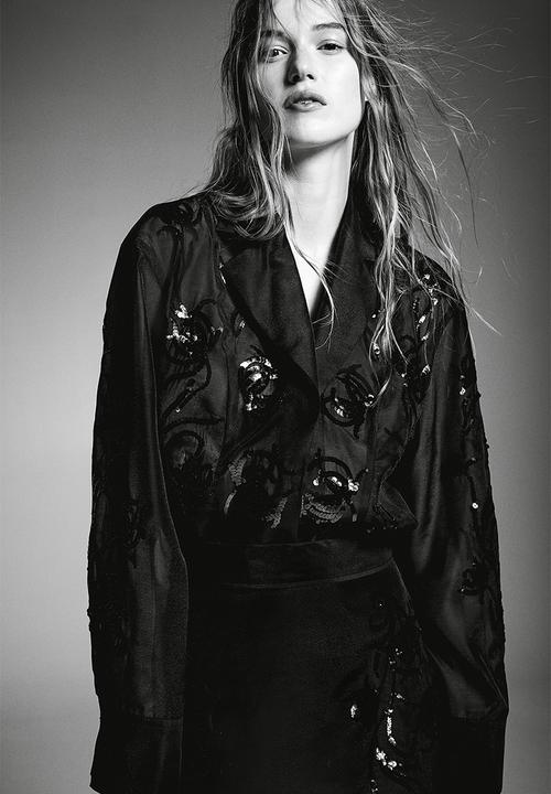 H&M - Sequined organza shirt - black