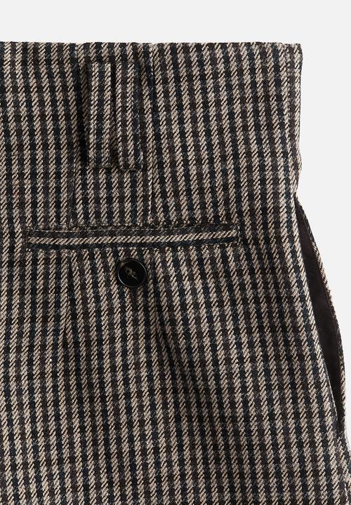 H&M - High-waisted mini shorts - dark brown/checked
