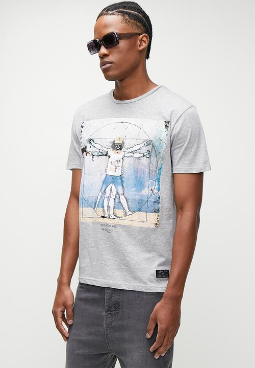 Brave Soul - T-Shirts - Light Grey Marl
