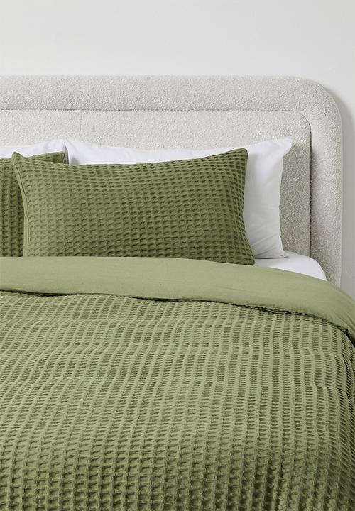 Sixth Floor - Cotton Waffle Duvet Cover Set - Sage