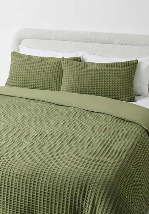 Sixth Floor - Cotton Waffle Duvet Cover Set - Sage