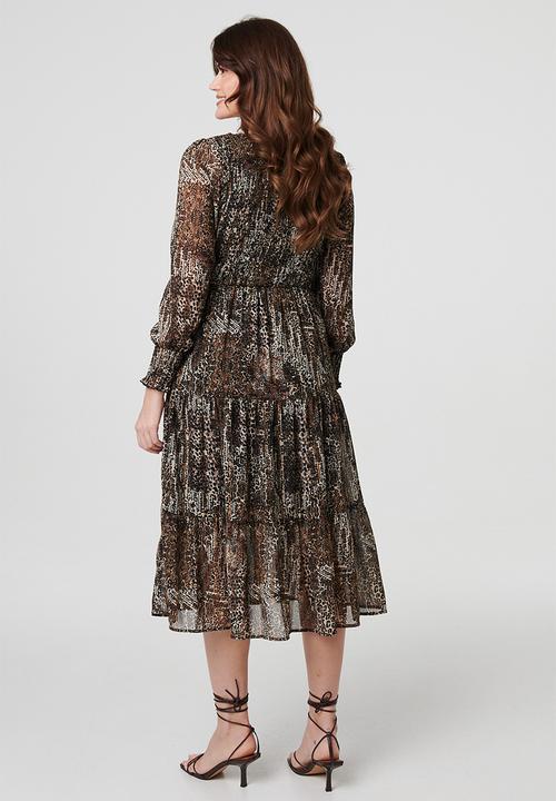 Izabel London - Animal Printed Midi Dress - Beige