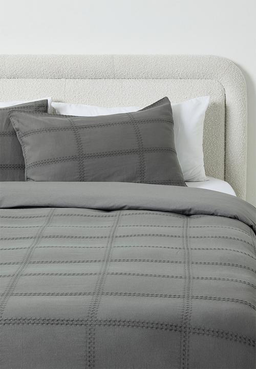 Sixth Floor - Cotton Waffle Check Duvet Set - Charcoal