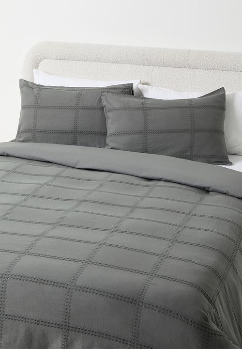 Sixth Floor - Cotton Waffle Check Duvet Set - Charcoal
