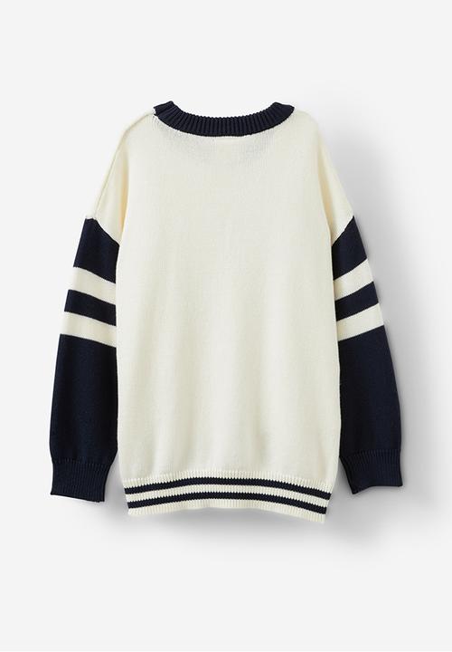 Cotton On - Blake knit crew - dark vanilla/squid ink chalet