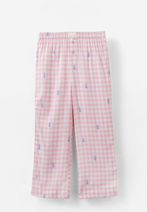 Cotton On - Leah long sleeve pyjama set - fairy pink gingham/ bunny