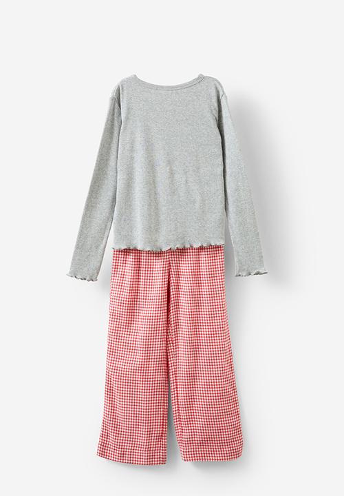 Cotton On - Leah long sleeve pyjama set - varsity red/ micro gingham