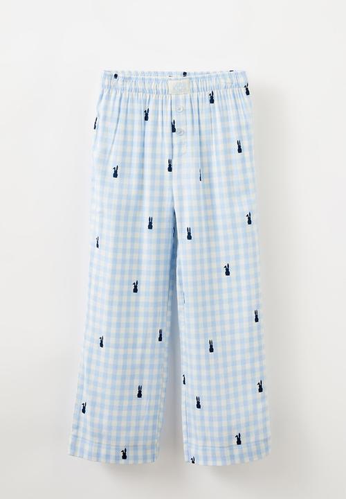 Cotton On - Leo long sleeve pyjama set - dawn blue gingham/ bunny