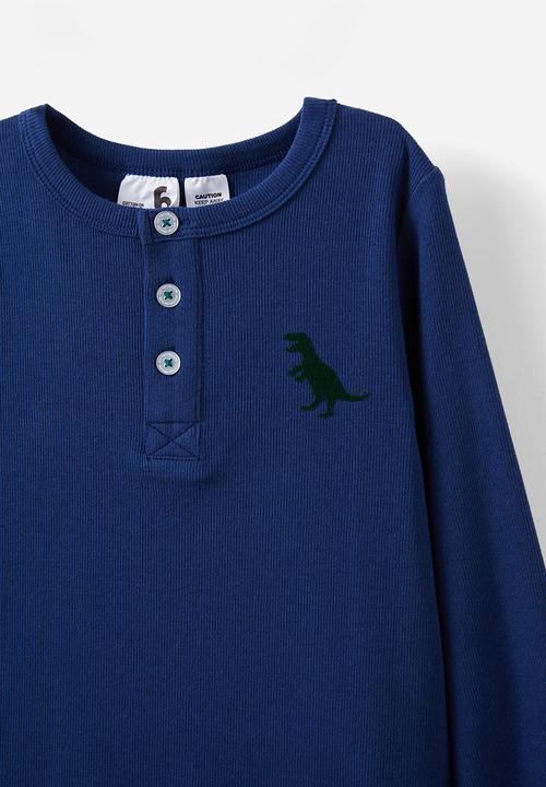 Cotton On - Leo long sleeve pyjama set - varsity green stripe/ dino