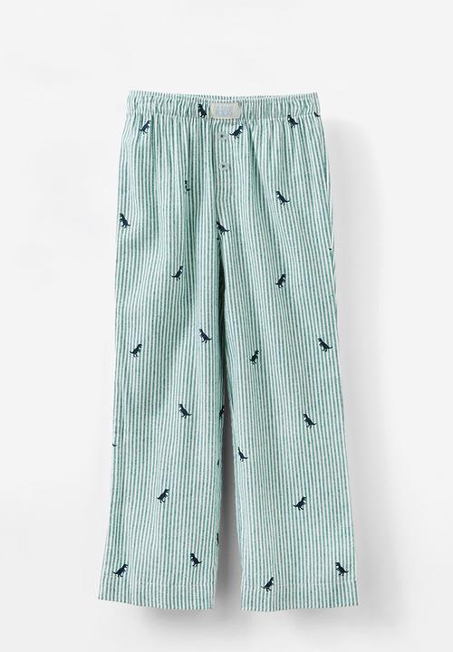 Cotton On - Leo long sleeve pyjama set - varsity green stripe/ dino