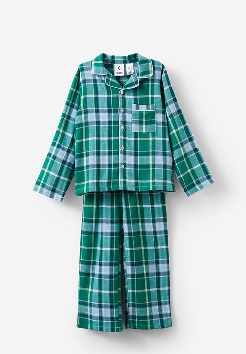 Cotton On - Bobby long sleeve pyjama set - varsity green/ large check