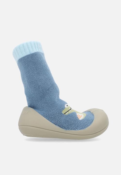Pop Candy - Knit sock boot with rubber sole - blue/dino