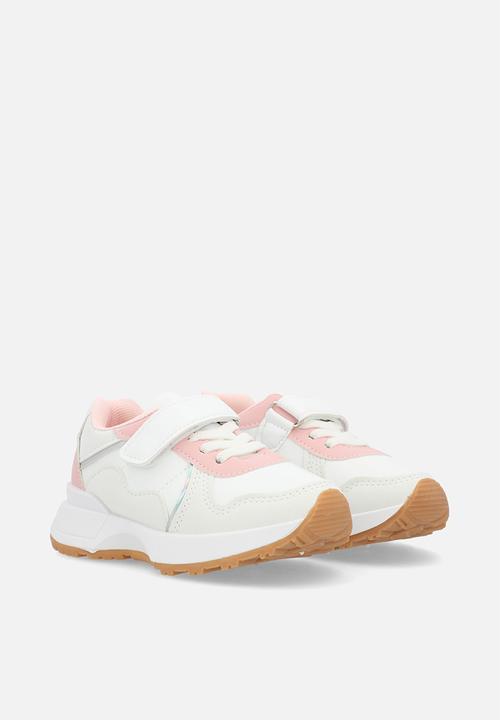 Pop Candy - Velcro & lace sneakers-white & pink