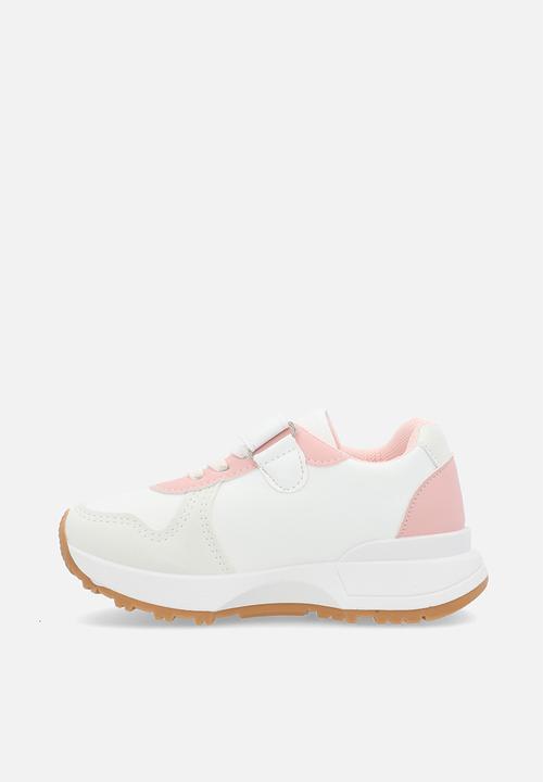 Pop Candy - Velcro & lace sneakers-white & pink