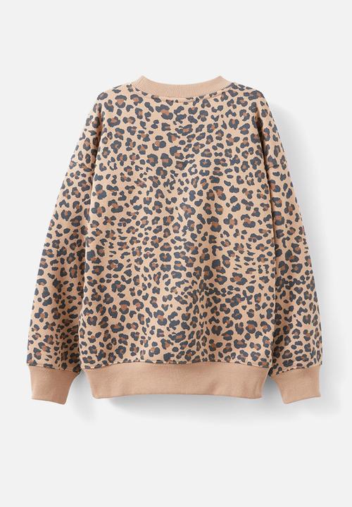 Cotton On - Sammy oversized crew - taupy brown/capri leopard