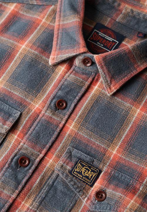 Superdry. - COTTON WORKER CHECK SHIRT - Yosemite Check Navy