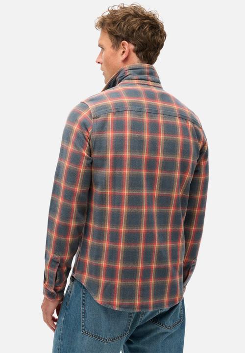 Superdry. - COTTON WORKER CHECK SHIRT - Yosemite Check Navy