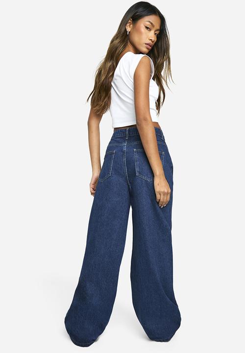 boohoo - Basics High Waisted Super Wide Leg Jeans - Indigo