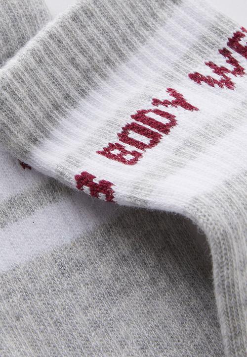 Cotton On - Active Tube Sock - Grey Marle/ Sangria Bwc