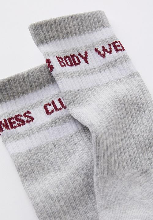 Cotton On - Active Tube Sock - Grey Marle/ Sangria Bwc