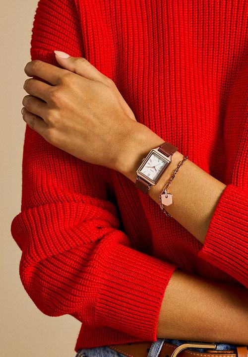 Fossil - Raquel three-hand date watch and bracelet set - rose gold