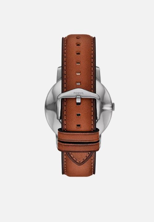 Fossil - Minimalist Three-Hand Brown Leather Watch - multi