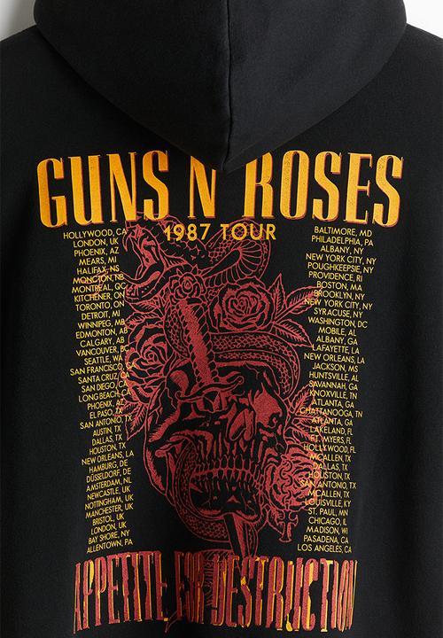 H&M - Oversized fit printed hoodie - black guns n' roses 